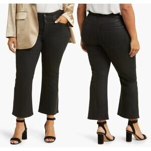 Madewell Plus Kick Out Crop Jeans in True Black Wash: Coated Edition